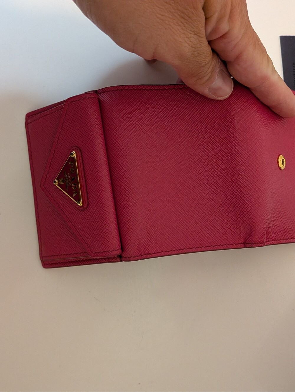 Prada Small Trifold Wallet Pink Safiano Leather Nib 🎁 - Picture 7 of 12